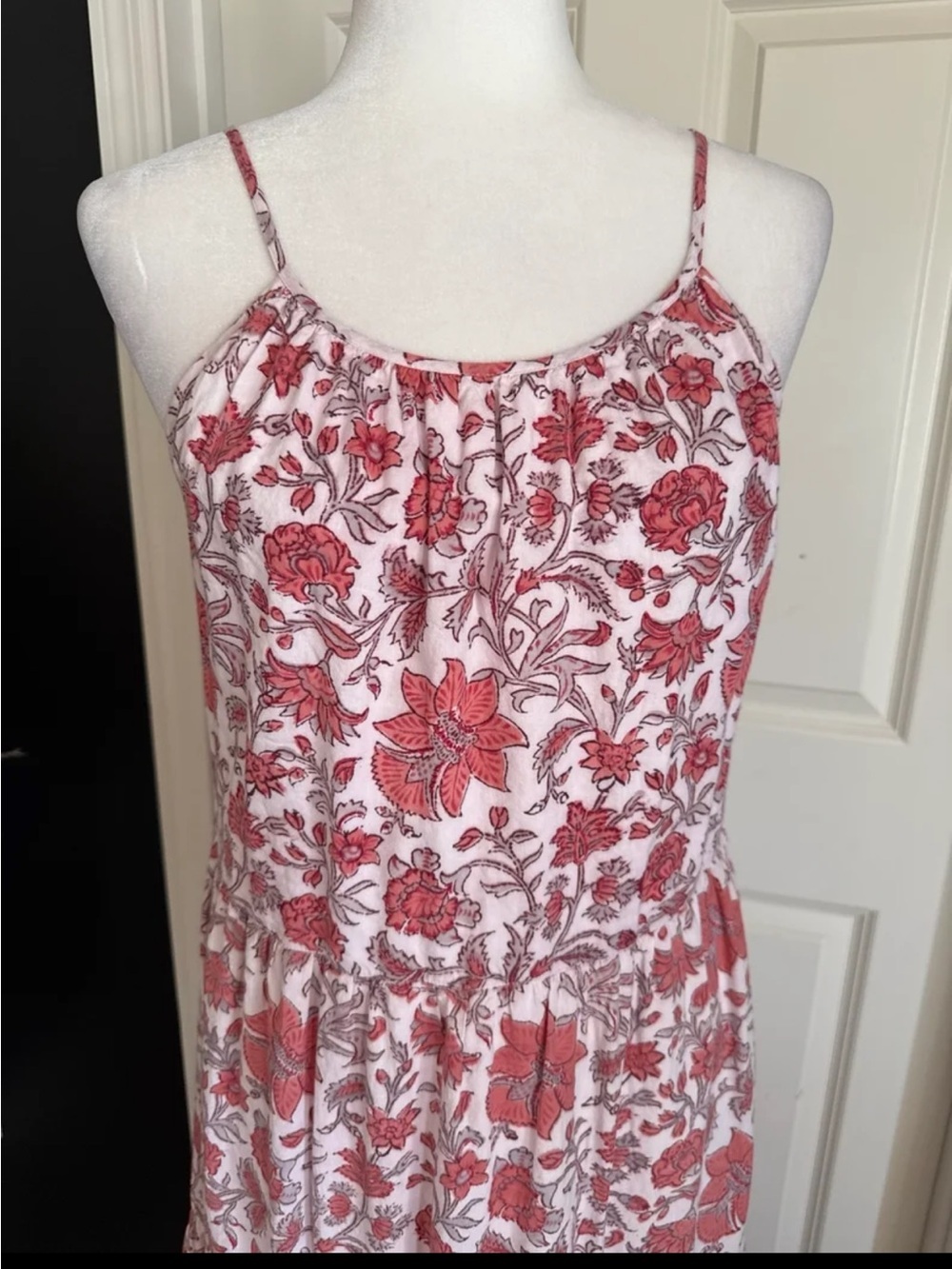 Madison Mathews 100% Cotton Pink Floral Maxi Dress size XS/Small - Picture 4 of 12